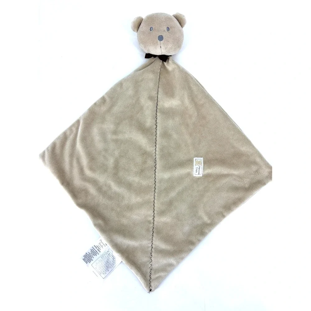 Precious Firsts by Carters Lovey Blankie Blanket Teddy Bear‎ Bow Rattle Tan Soft